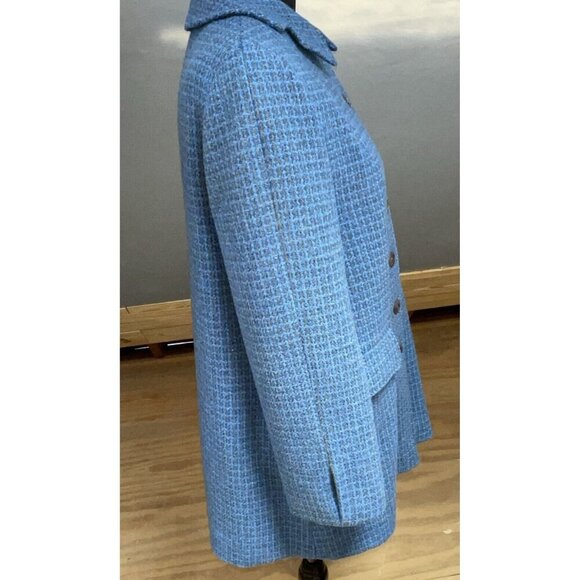 Vtg Rare Harris Tweed Wool Coat Womens Sz Medium? Aqua, Green And Blues 1 Owner - Picture 4 of 16